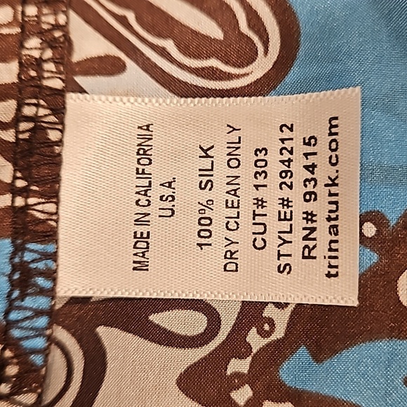 💕TRINA TURK💕 100% Silk Pajama Pants ~ Blue Tropical Botanical Print Small NWT - Picture 9 of 9